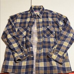 Classic Plaid Button-Down Shirt - Navy, Brown, Cream American Made